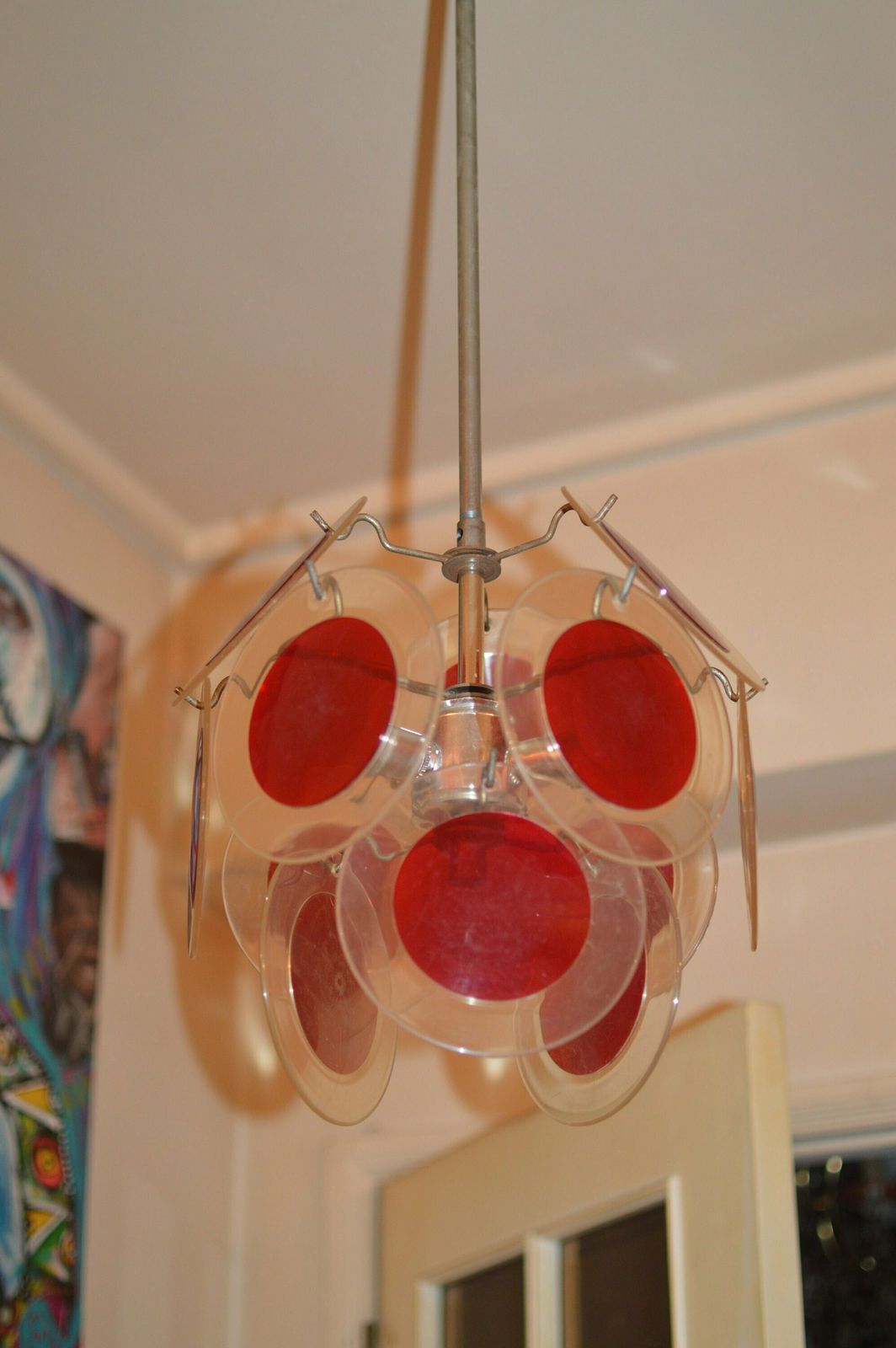 Vintage Plexiglass Yellow Discs Vistosi Era Chandelier, 1960s photo furniture