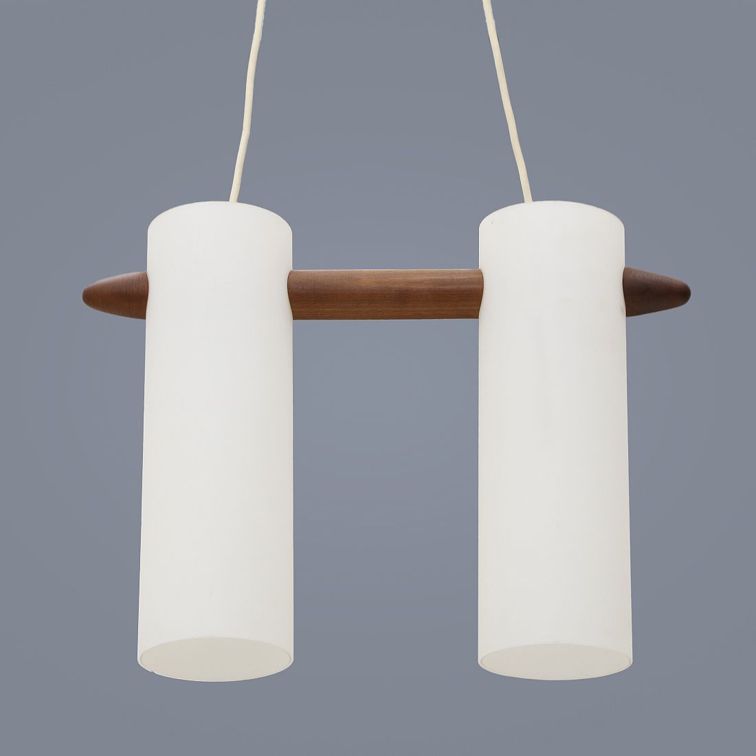 Opaline Glass And Teak Chandelier By Uno & östen Kristiansson For Luxus, 1960s photo 220.0