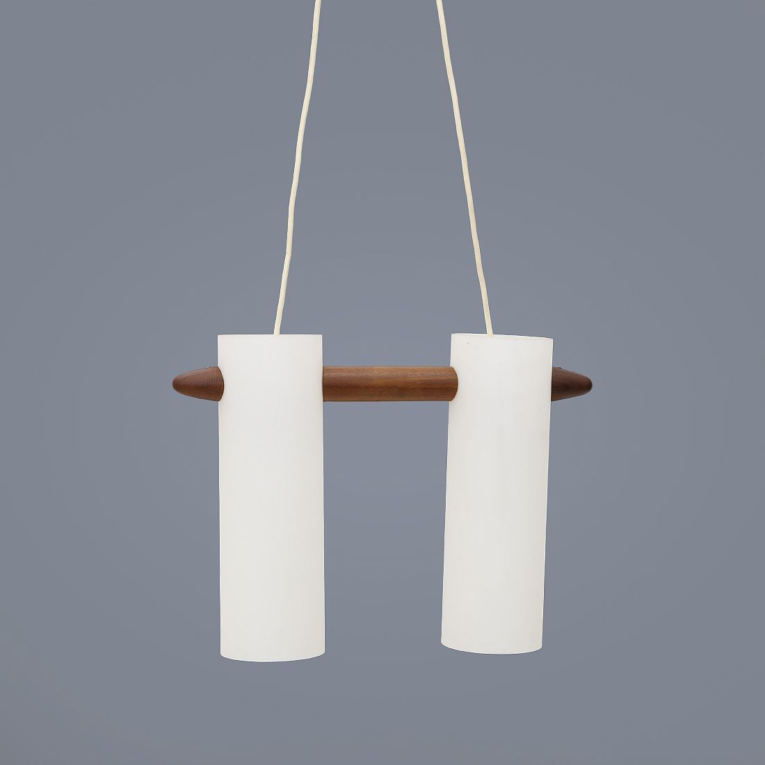 Opaline Glass And Teak Chandelier By Uno & östen Kristiansson For Luxus, 1960s photo vinterior