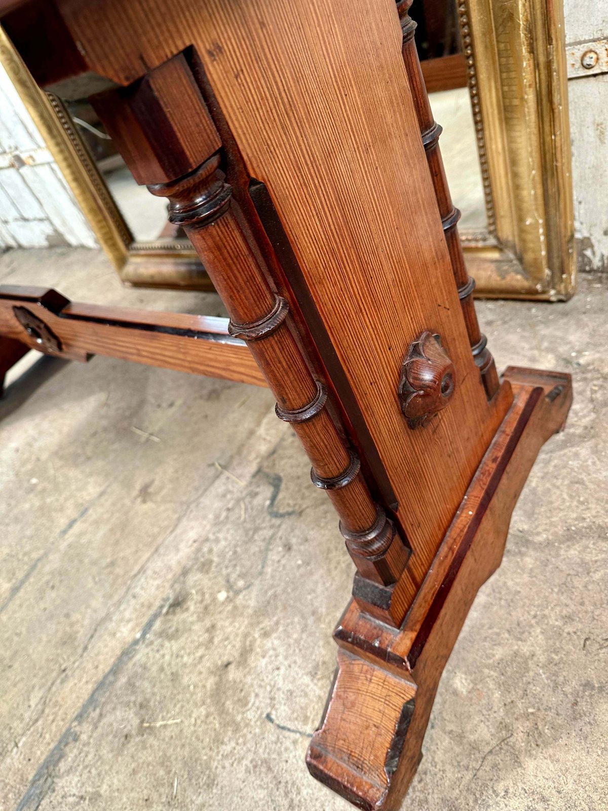 Rare Howard & Sons Stunning Quarter Sawn Oak & Baltic Pitch Pine Tooled Leather Aesthetic Movement Writing Desk/Console Circa 1870 photo for sale