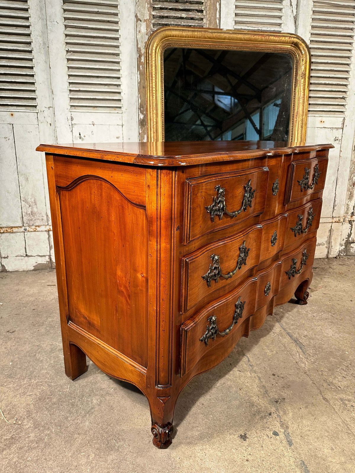 Beautiful Antique French Fruitwood Serpentine Commode Chest Of Drawers Circa 1890 photo Furniture