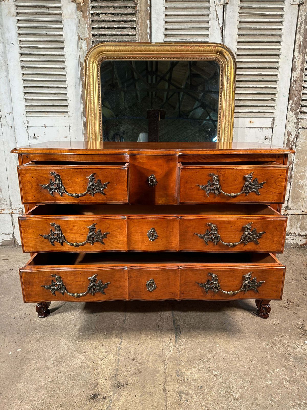 Beautiful Antique French Fruitwood Serpentine Commode Chest Of Drawers Circa 1890 photo buy