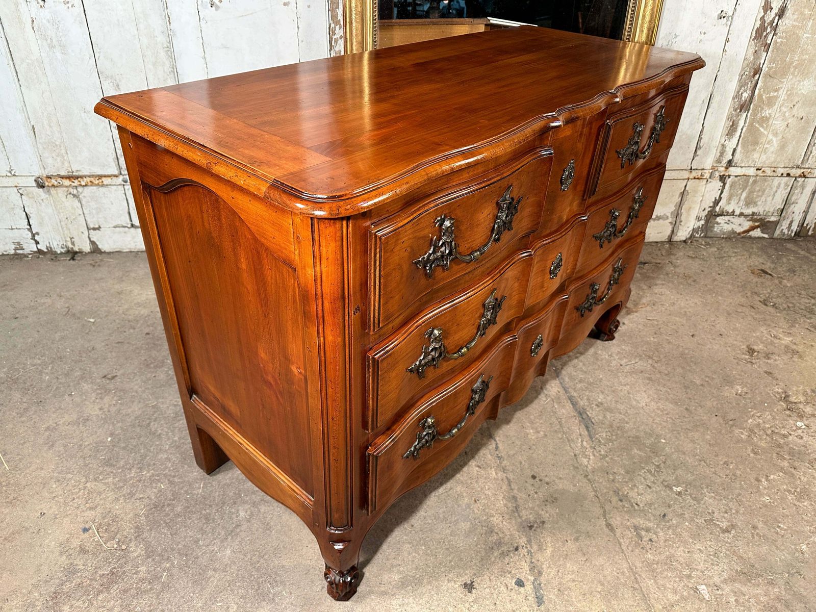 photo vinterior Beautiful Antique French Fruitwood Serpentine Commode Chest Of Drawers Circa 1890