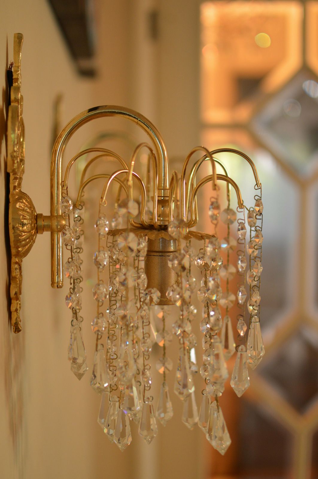 Pair Of Wall Lamp Bohemian Cristal Gold Metal photo Lighting