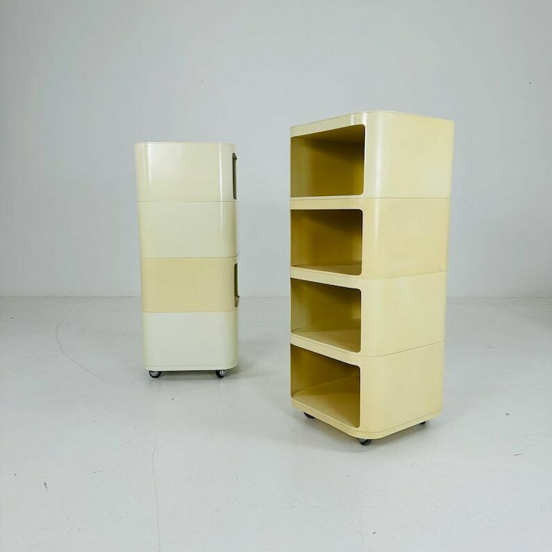 Set Of 2 Componibili Square 4 Parts Serving Trolley By Anna Castelli For Kartell   Italy 1960s photo Furniture