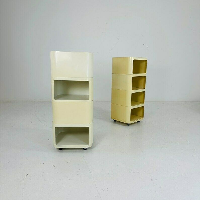 photo furniture Set Of 2 Componibili Square 4 Parts Serving Trolley By Anna Castelli For Kartell   Italy 1960s