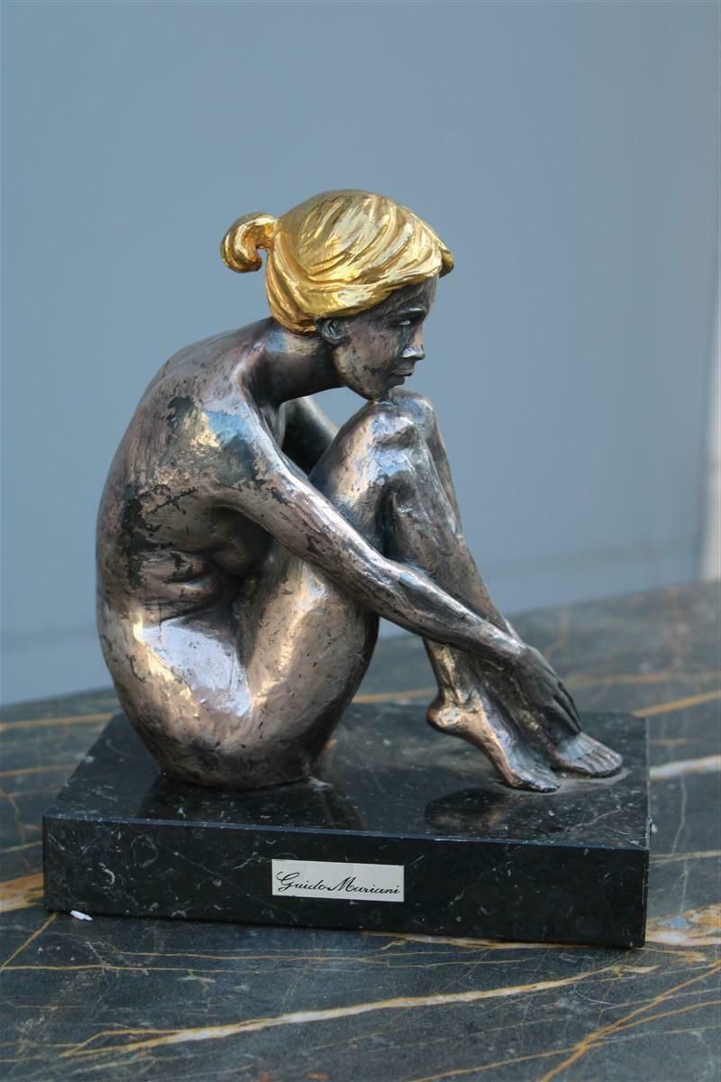 Sculpture Of Womanin Silver Foil And Gold Italy 1970s Guido Mariani photo Art