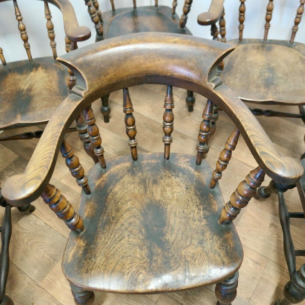 Set Of 6 English Oak And Elm Windsor Carver Chairs photo 4500.0