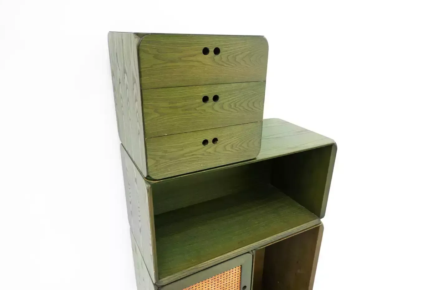 Mid Century Set Of Modular Green Wooden Cubes By Derk Jan De Vries, 1960s photo furniture