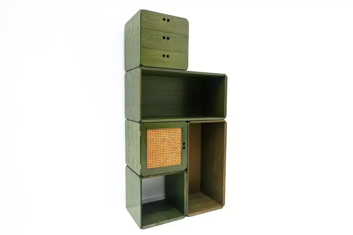 Mid Century Set Of Modular Green Wooden Cubes By Derk Jan De Vries, 1960s photo for sale