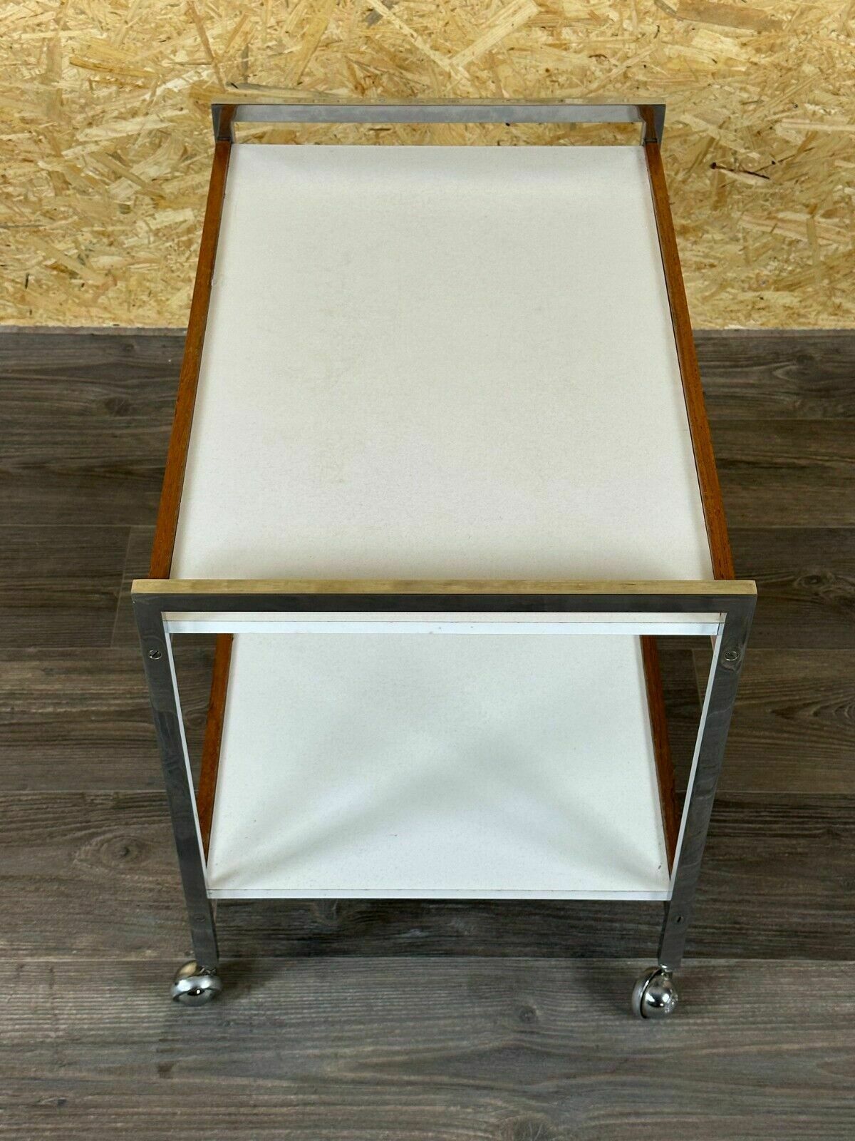 60s 70s Serving Trolley Dinette Made Of Teak & Chrome Danish Modern Design photo buy