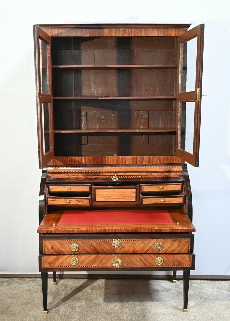 Exceptional Cylinder Desk Showcase In Precious Wood – Late 18th Century photo 12219.6209704