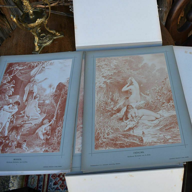 Antique Das Goldene Zeitalter Alexander Zick Book Colour Plates Set Of 12 Plates photo vinterior