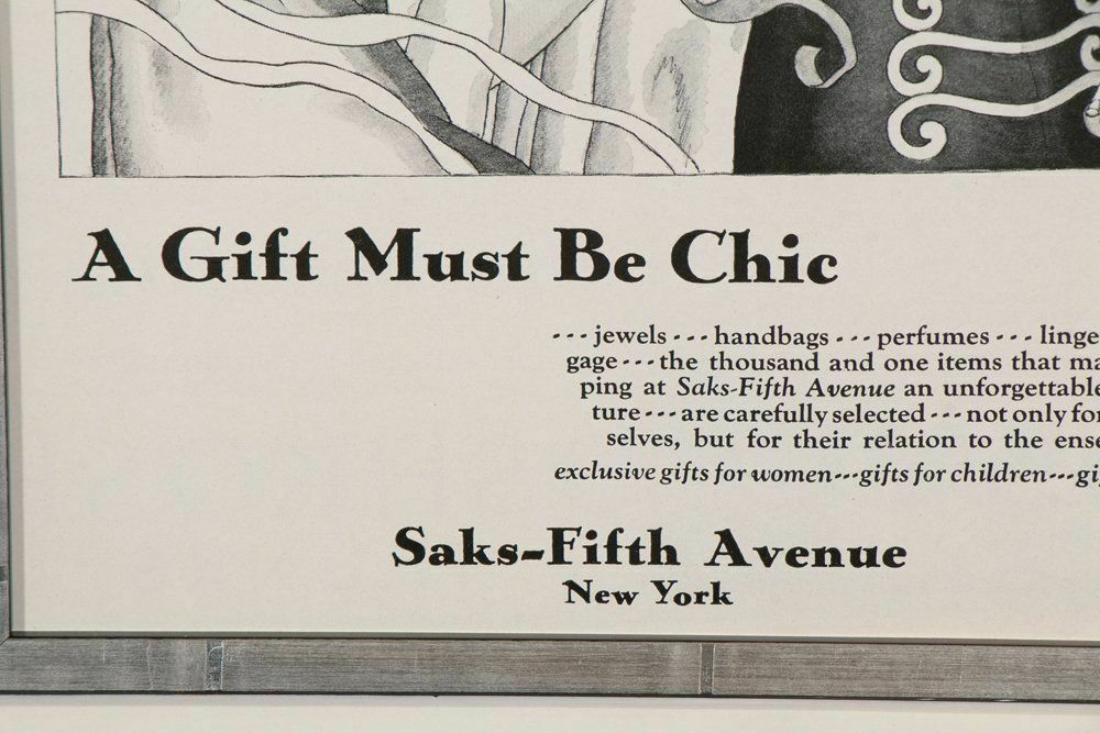Framed Art Deco Saks Fifth Avenue Advertising Print C.1930 photo furniture