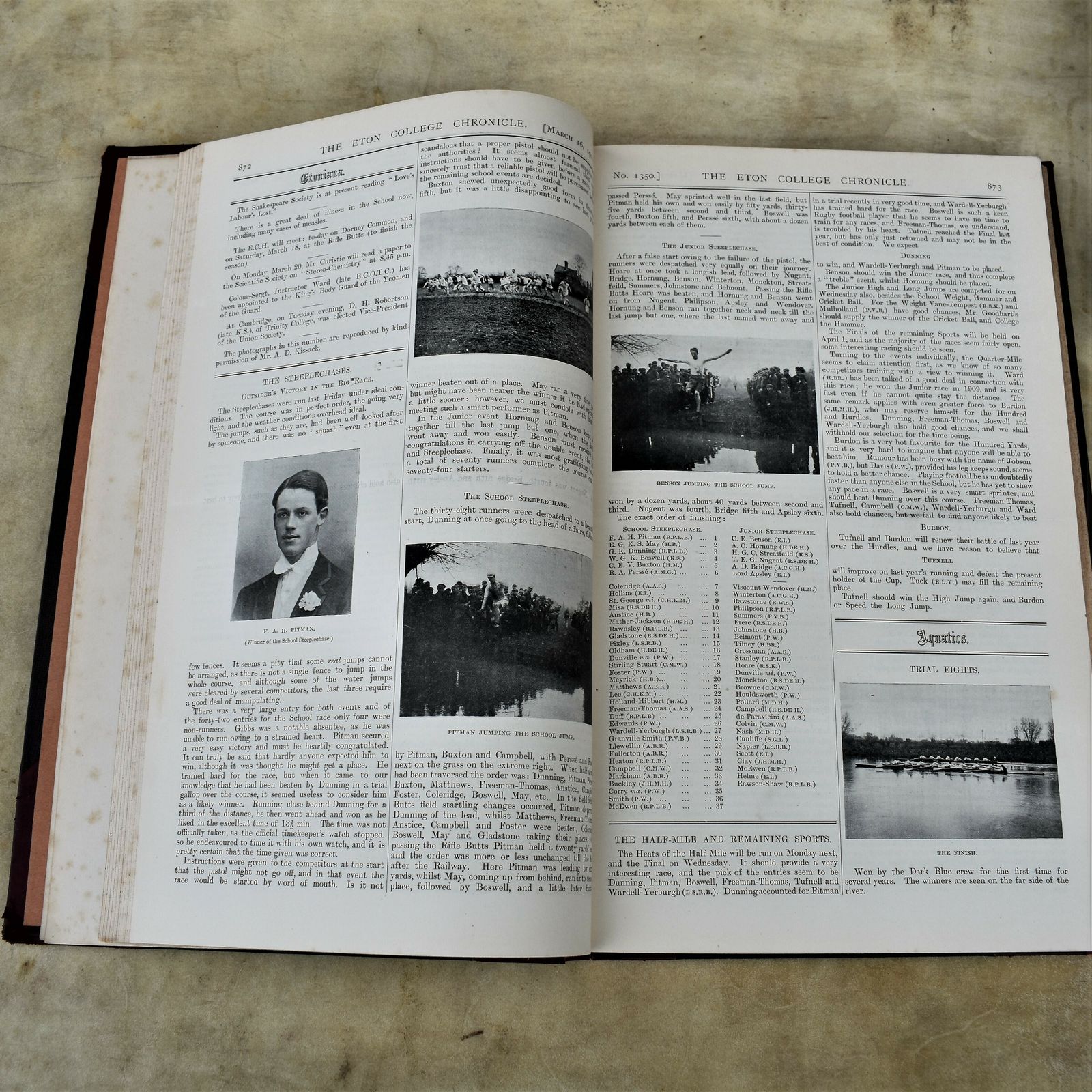 Antique 1911 Eton College Monthly Chronicle Fine Half Leather Bound Book photo for sale