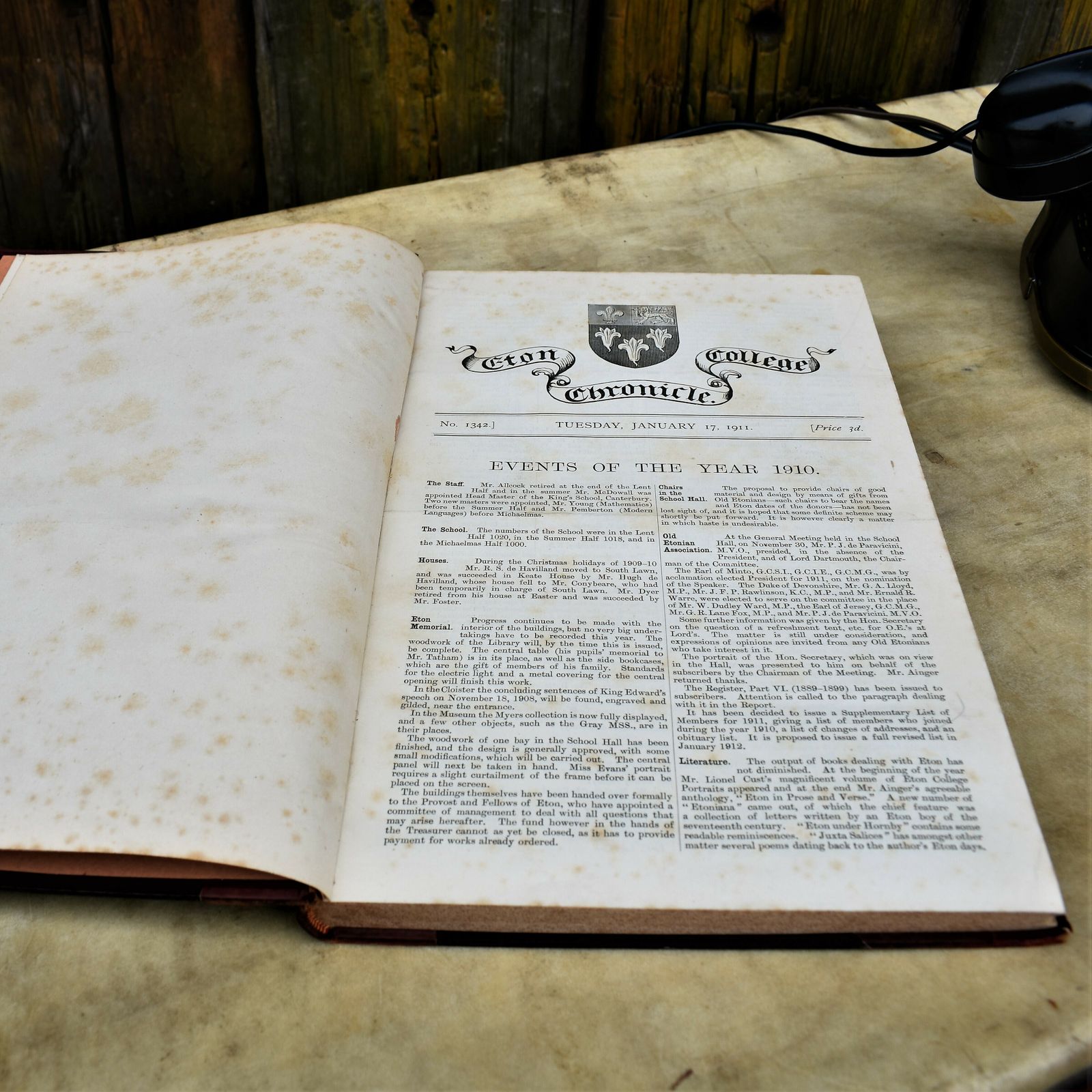 Home Decor Antique 1911 Eton College Monthly Chronicle Fine Half Leather Bound Book photo