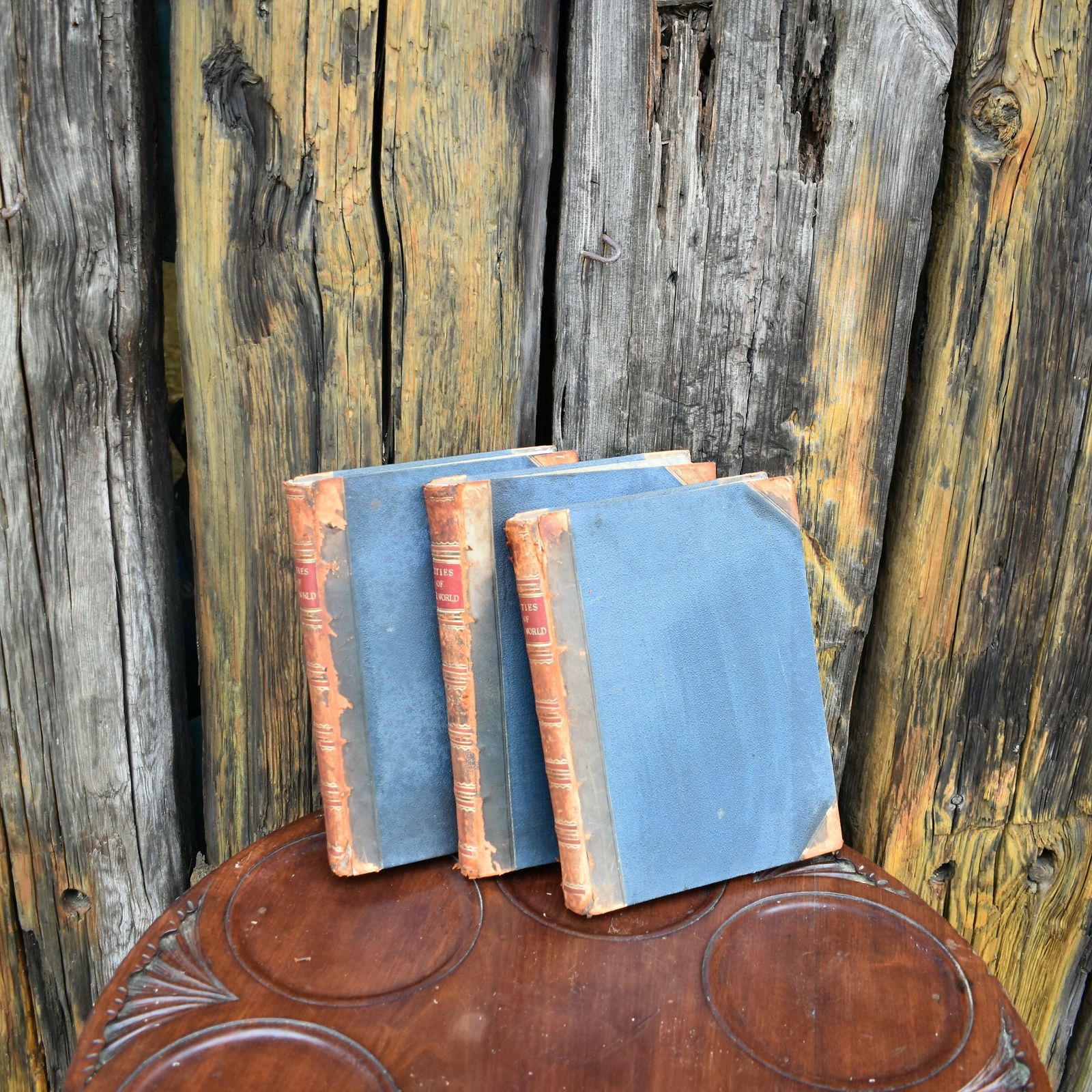 photo for sale Antique Cities Of The World Half Leather Books By Edwin Hodder Illustrations