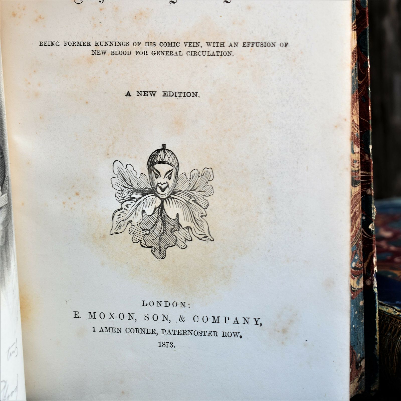 Antique 1873 Hoods Own Laughter From Year To Year Leather Bound Books Two Vol photo for sale