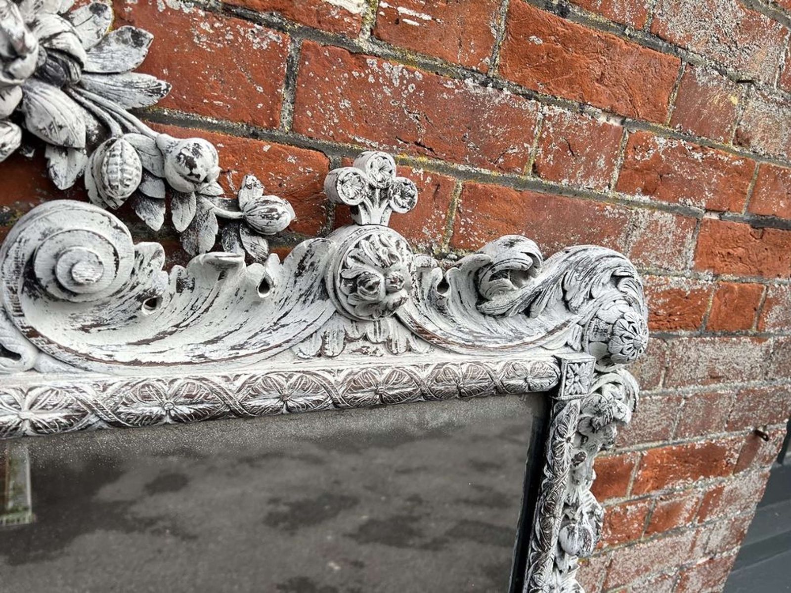 An Exceptional Large Antique English 19th C Painted Overmantle Mirror photo vintage