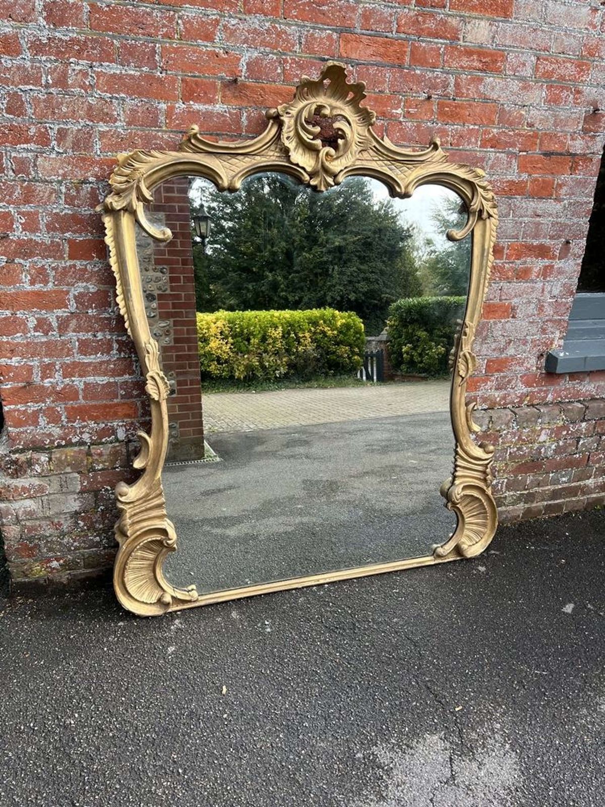 A Spectacular Large Antique English 19th C Original Gilt Shaped Mirror photo buy