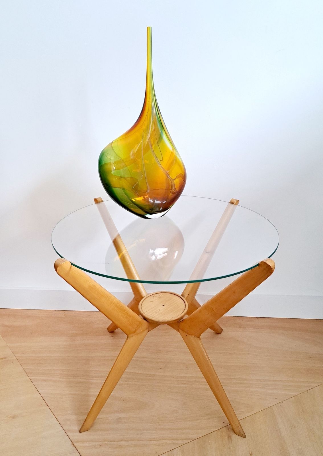 Calo Di Carli Circular Coffee Table With Glass Top, 1950, Italy photo vinterior