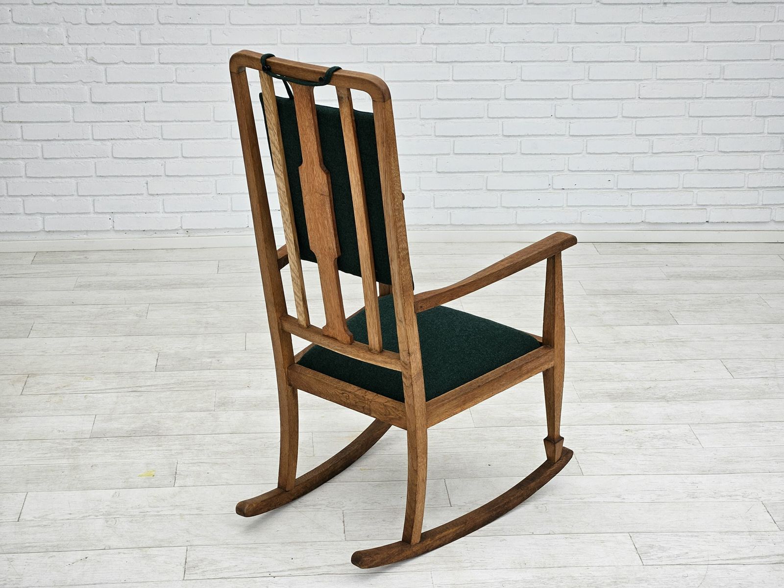 photo furniture 1950 60s, Reupholstered Danish Highback Rocking Chair, Kvadrat Furniture Wool.