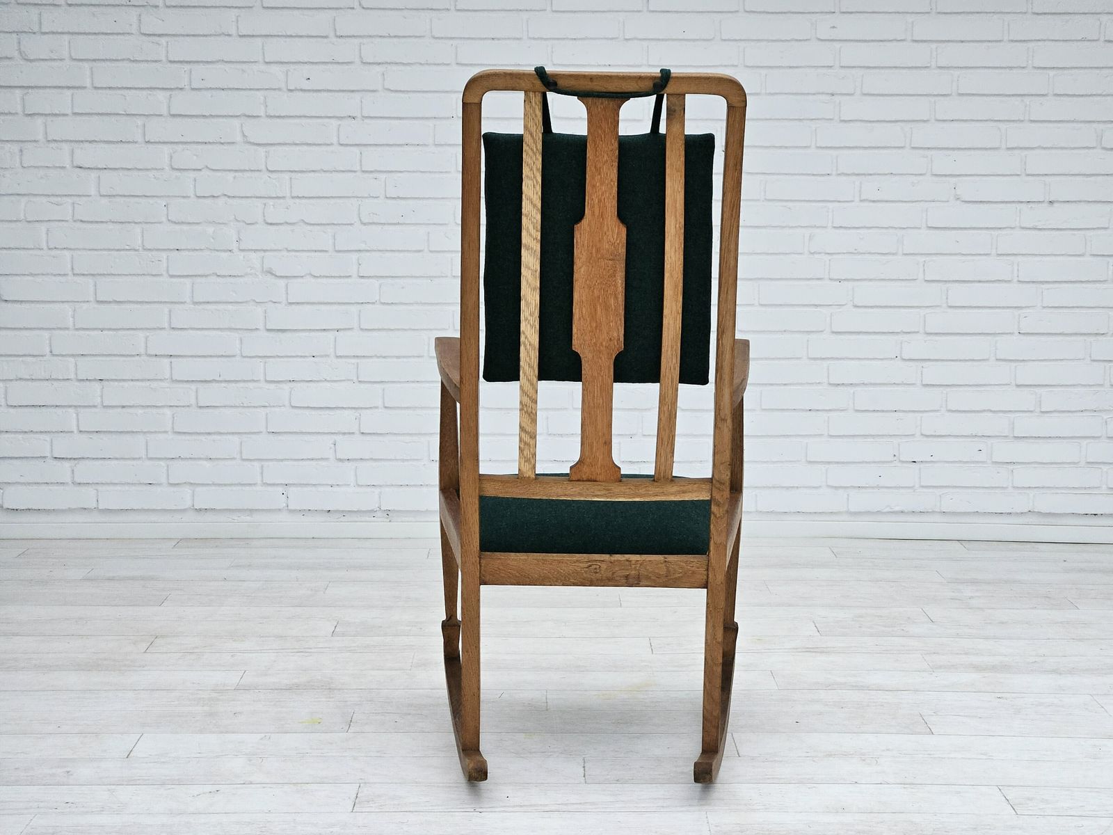 1390.0 1950 60s, Reupholstered Danish Highback Rocking Chair, Kvadrat Furniture Wool. photo