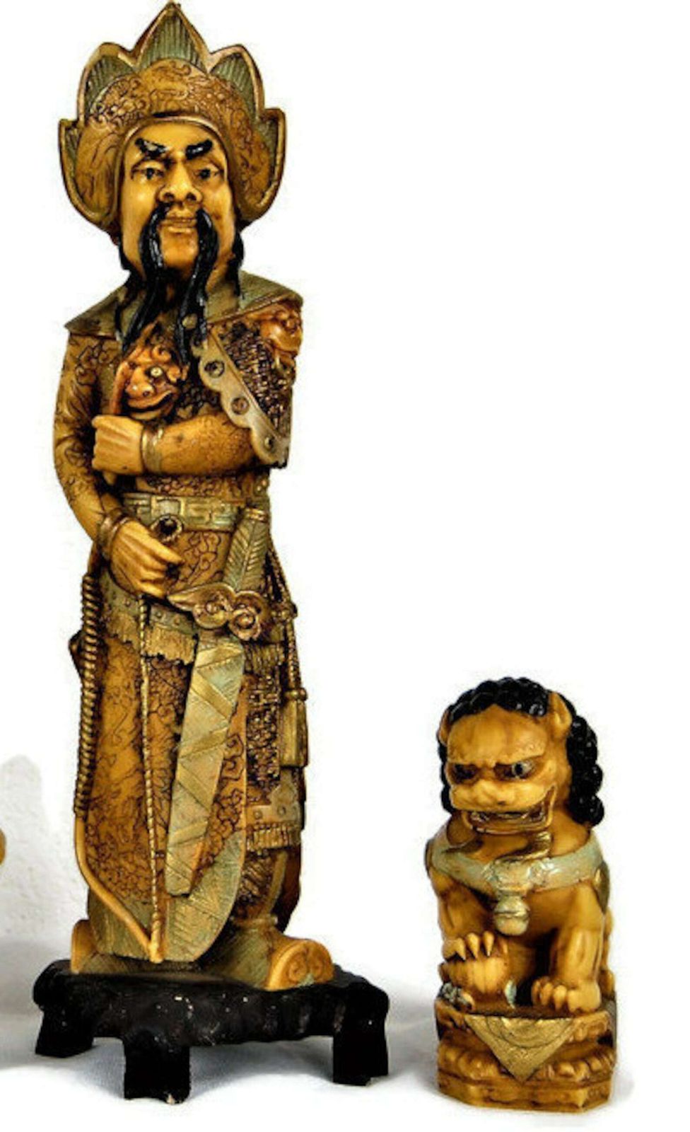 Oriental Figurines Of A Royal Family With The Two Guardian Lions, Initials Signed Ag Based photo Home Decor