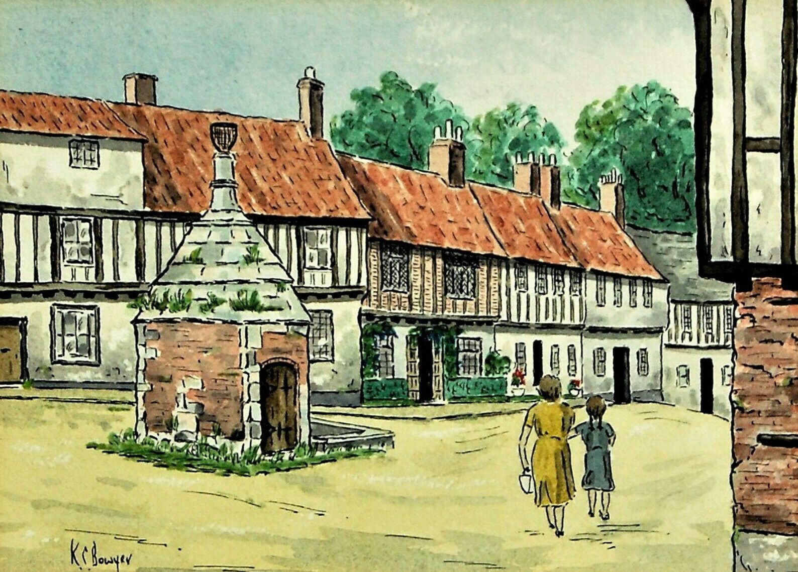 The Pump House Common Place Little Walsingham Norfolk Uk, Vintage Lithograph photo 162.0