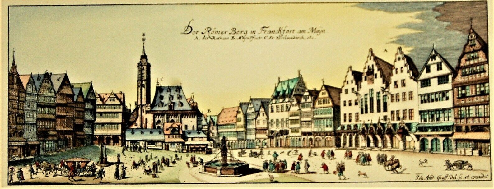 Der Römer Berg In Frackfort Am Mayn , Engraving photo buy