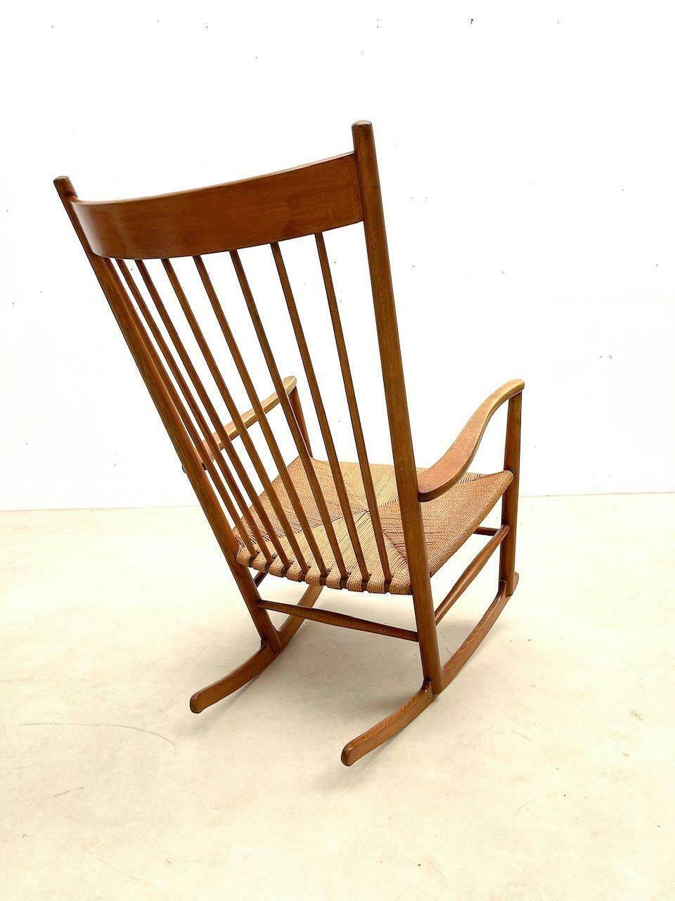 Mid Century Modern Scandinavian Rocking Chair Model J16 By Hans Wegner, 1960s photo furniture