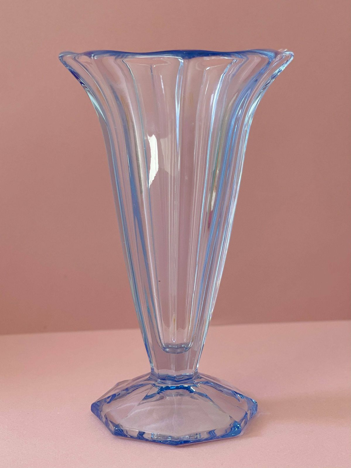 Vintage Blue Vase. French Vintage Blue Glass Flower Vase. photo Home Decor
