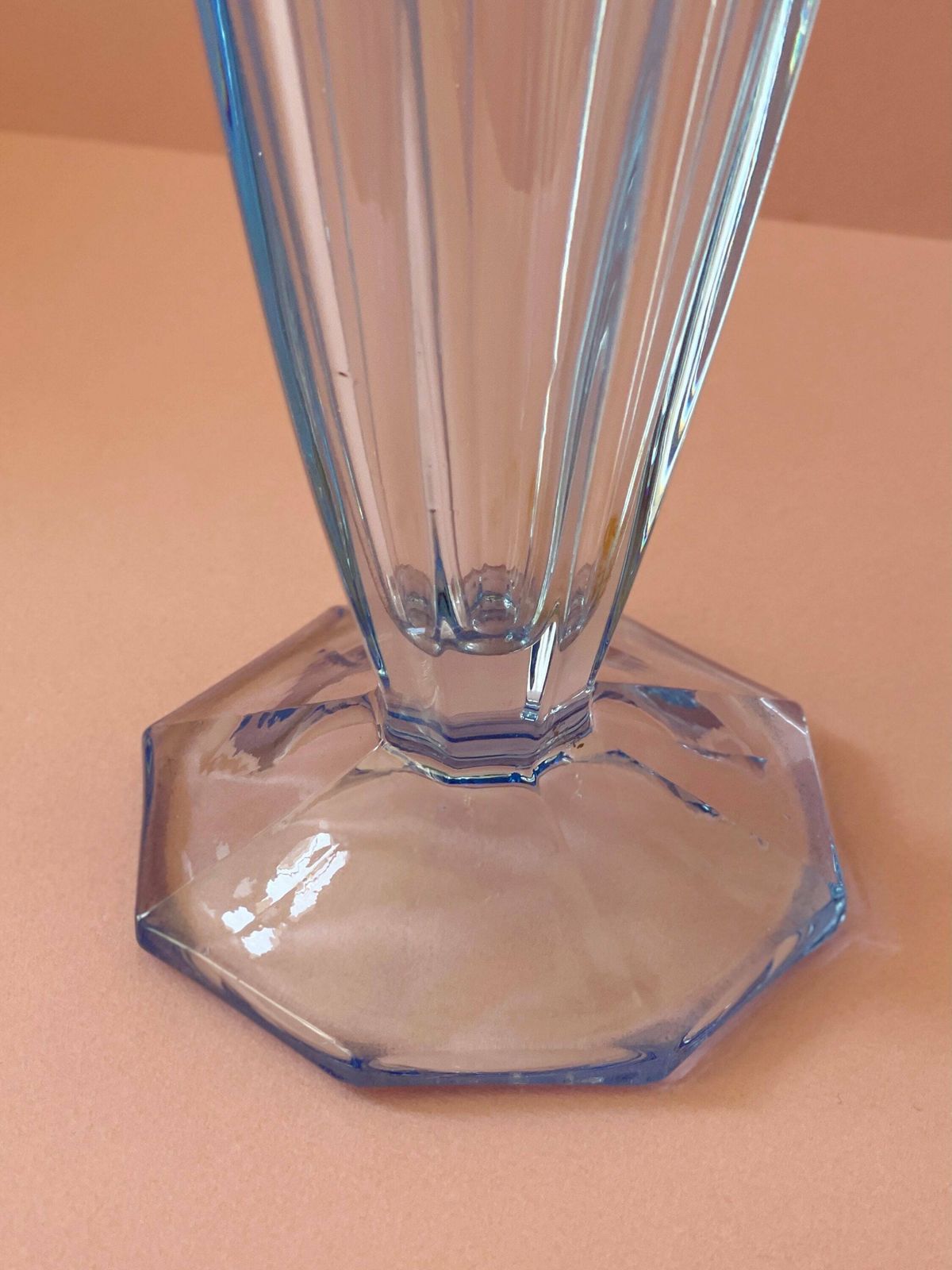 Vintage Blue Vase. French Vintage Blue Glass Flower Vase. photo 88.0