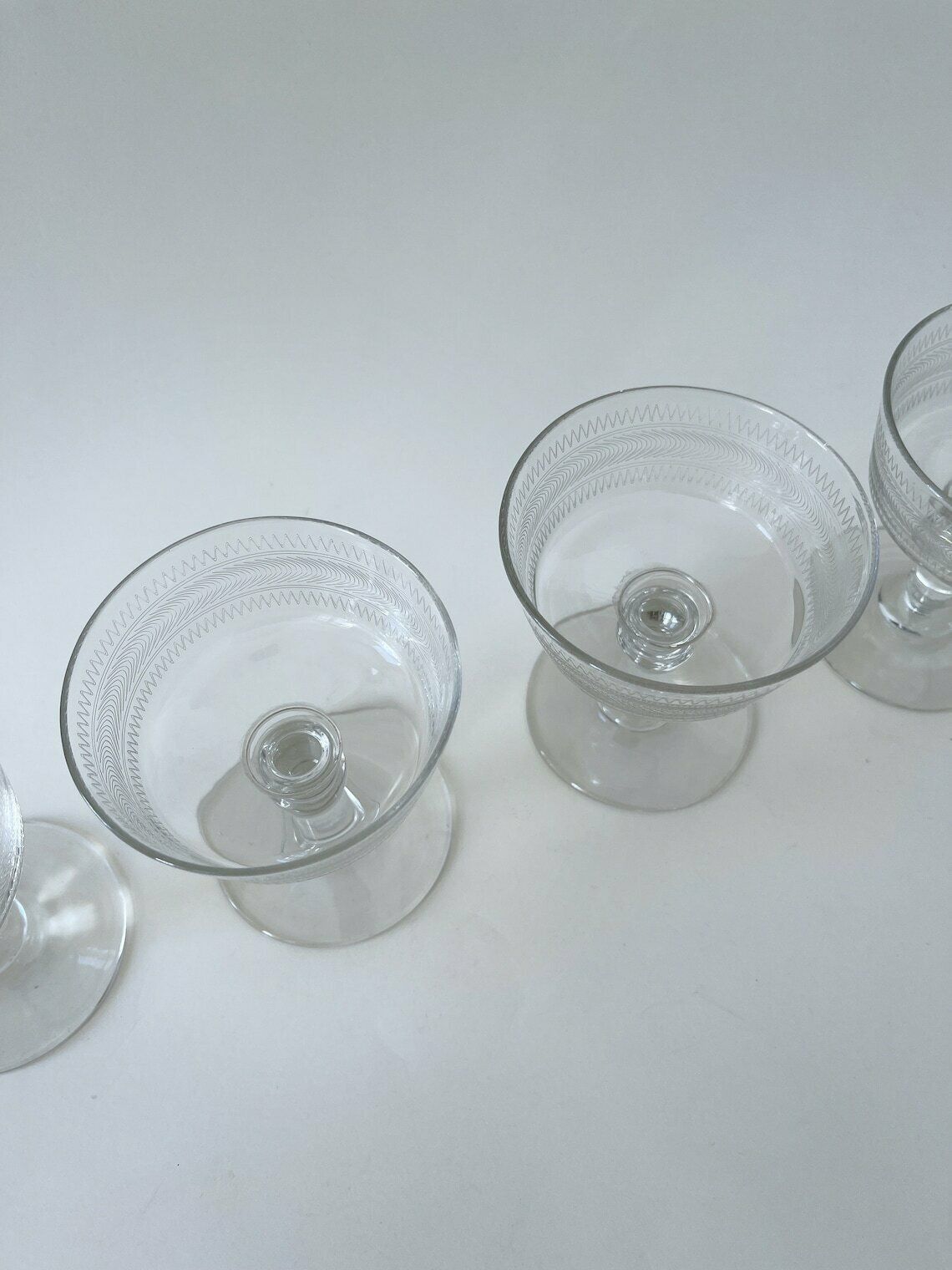 4 Vintage Champagne Glasses Gatsby Style Coupe Glasses Wedding Gift Mother's Day Gift photo for sale