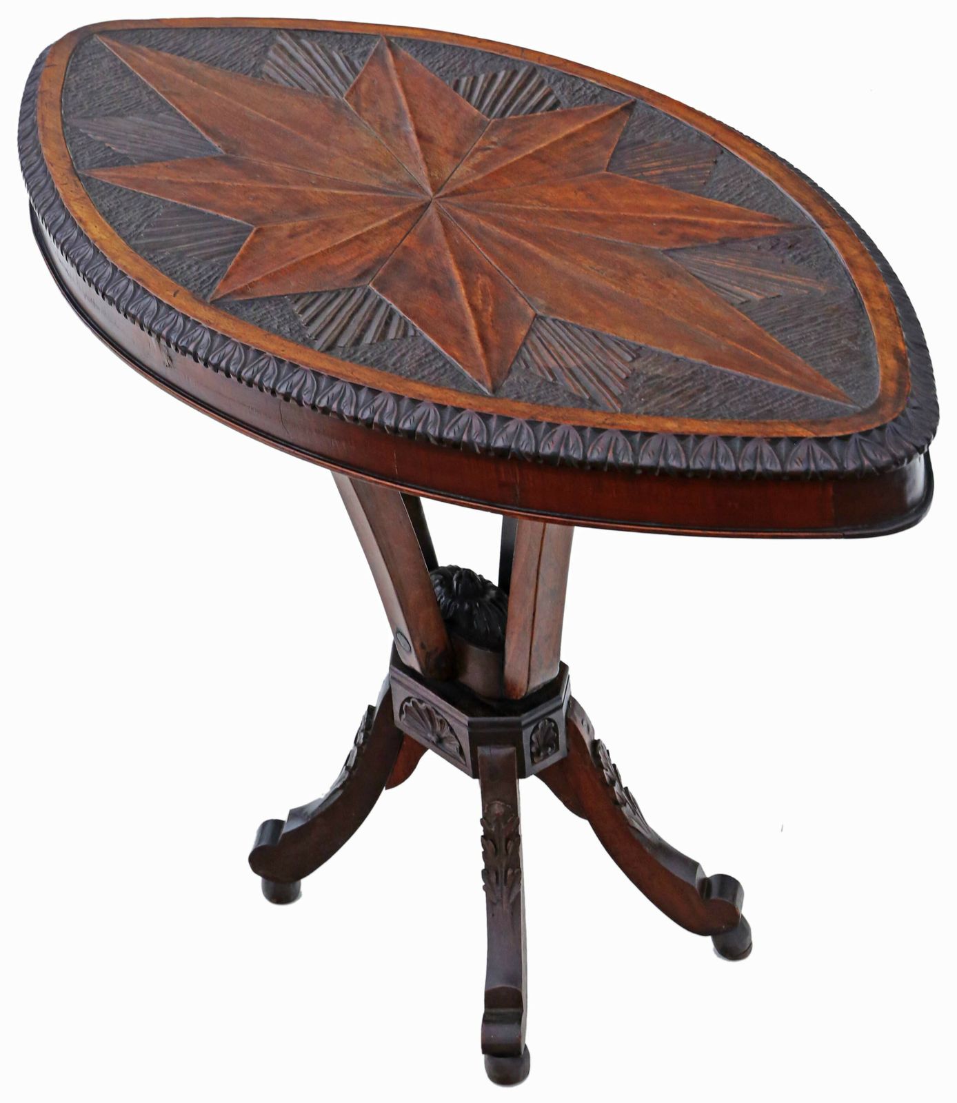 Antique 19th Century Anglo Indian Shield Shaped Centre Side Occasional Coffee Table