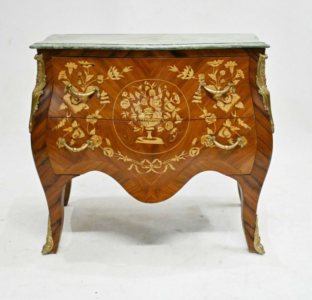 French Bombe Commode Inlay Chest Of Drawers photo for sale