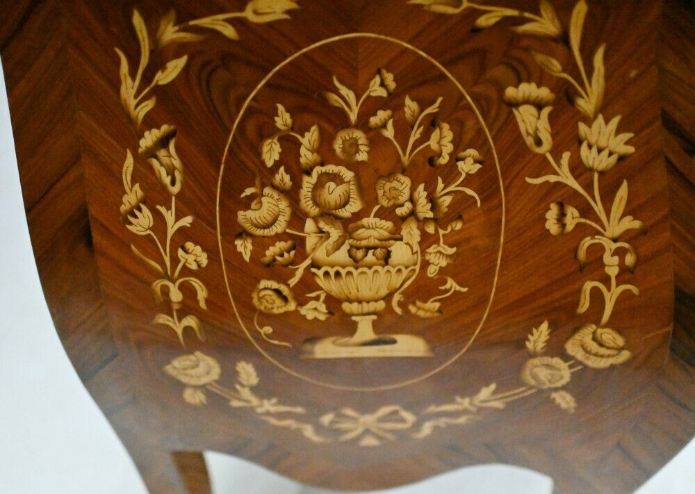 French Bombe Commode Inlay Chest Of Drawers photo vintage