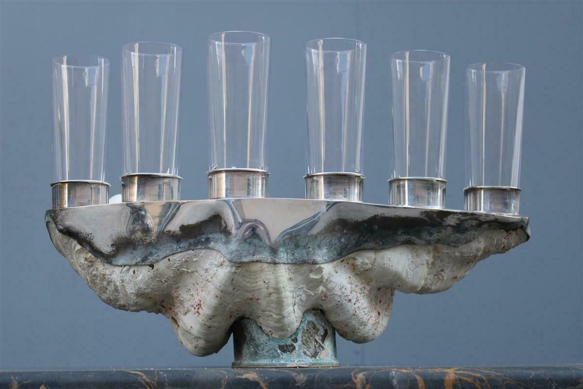 Tridacna Shell With Champagne Glasses Oysters Gabriella Binazzi 1970 photo furniture