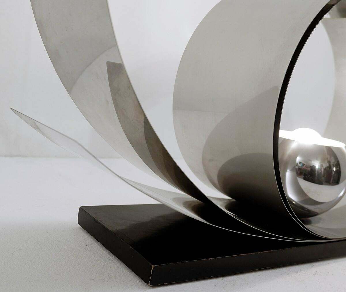Mid Century Modern Metal And Wood Desk Lamp, Italy, 1970s photo furniture