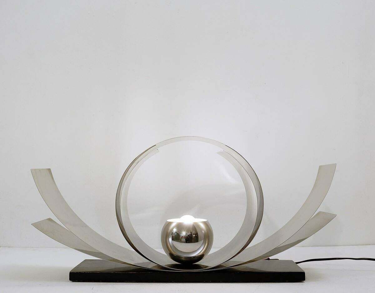 photo furniture Mid Century Modern Metal And Wood Desk Lamp, Italy, 1970s