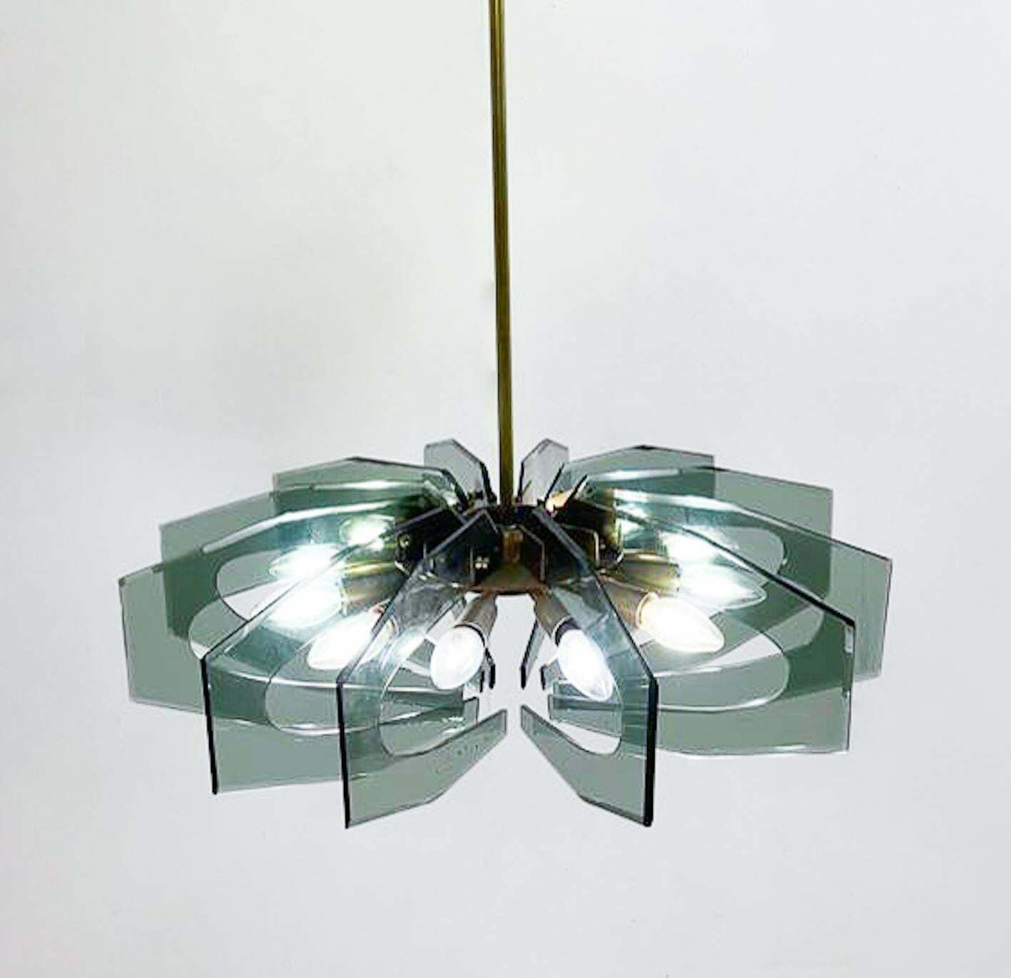 Mid Century Modern Glass Suspension Fontana Arte Style, 1960s photo 3503.0