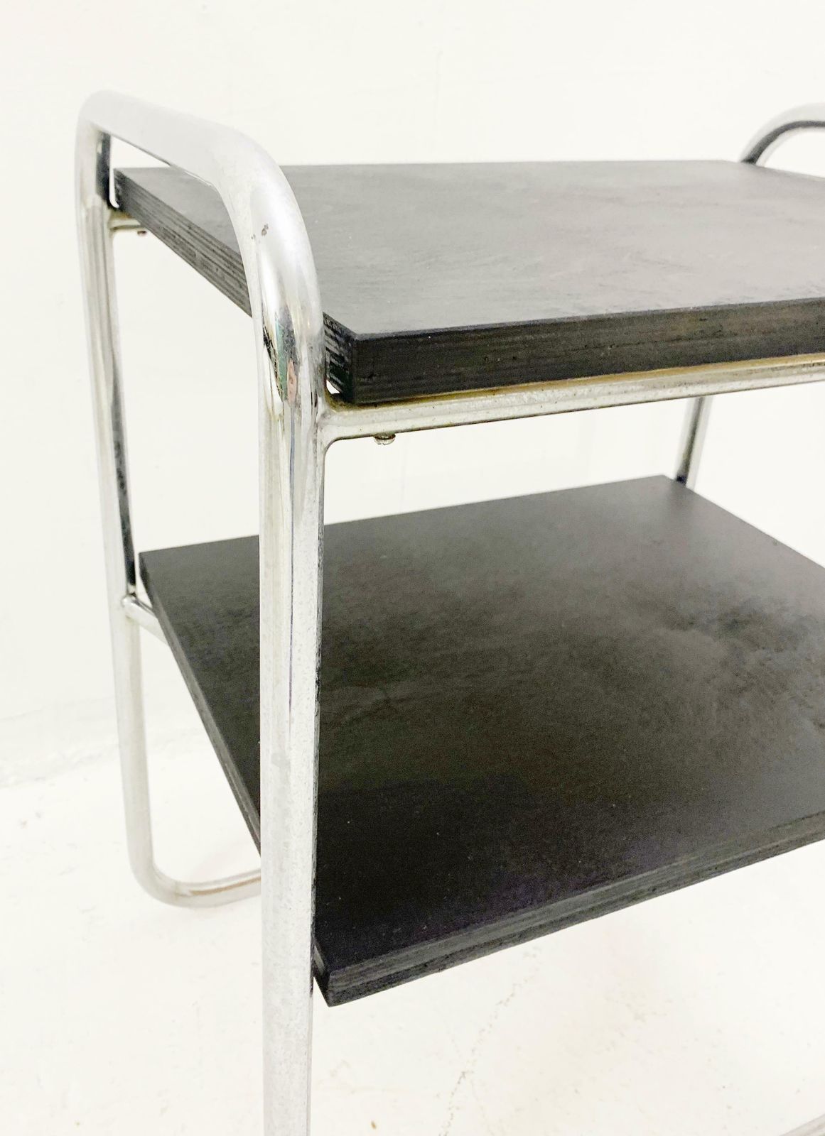 Modernist Small Wood And Tubular Steel Side Table, 1930s photo 1040.0