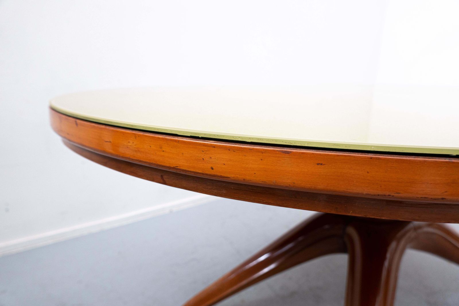 photo furniture Mid Century Wooden Italian Dining Table Attributed To Guglielmo Ulrich, 1950s