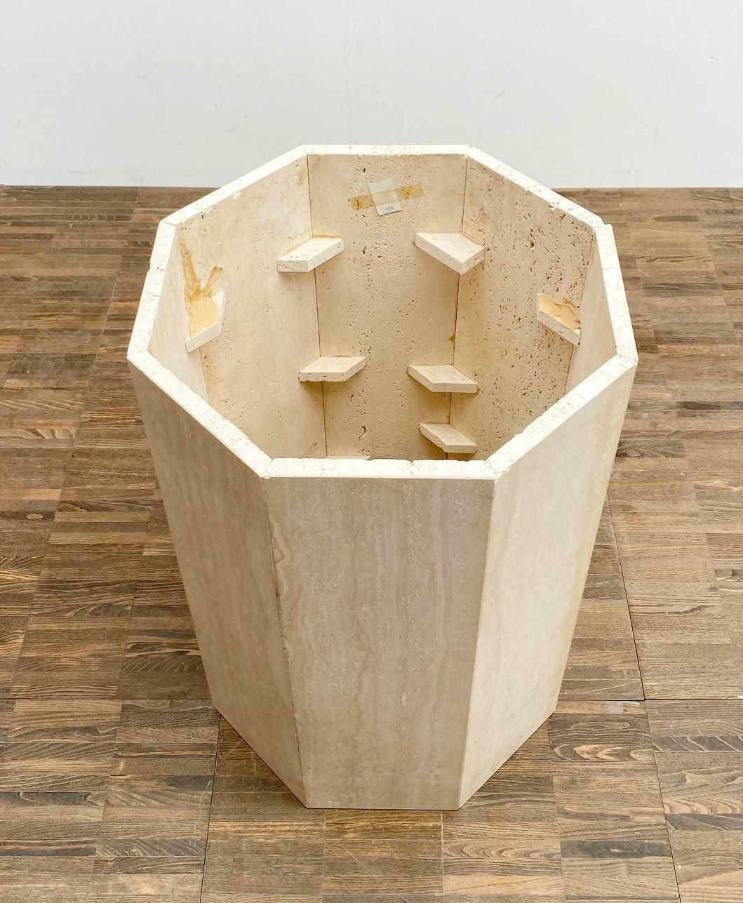 Mid Century Travertine Coffee Table, Italy 1970s photo vintage