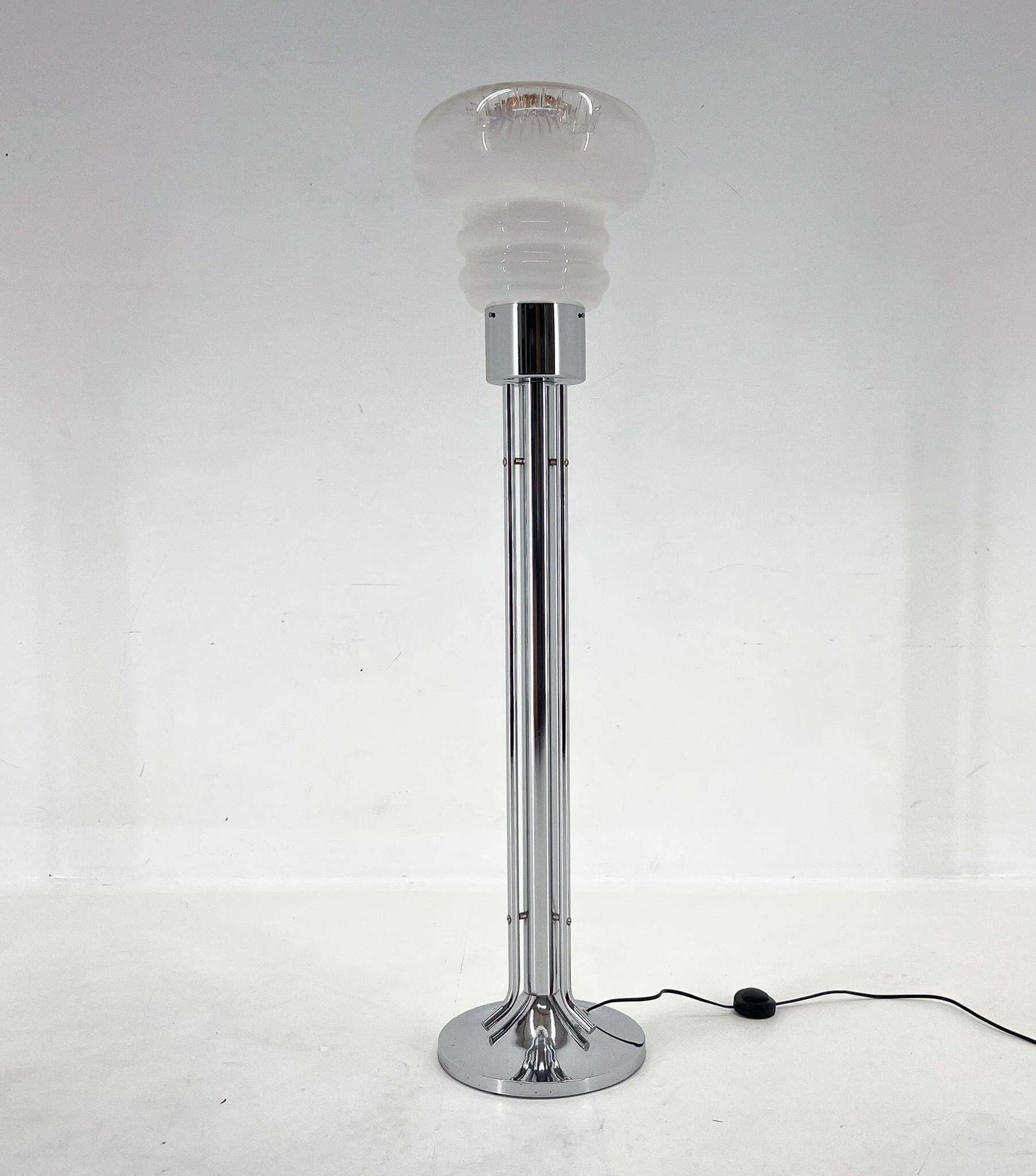 Mid Century Chrome & Murano Glass Floor Lamp, Italy, 1970's photo vinterior