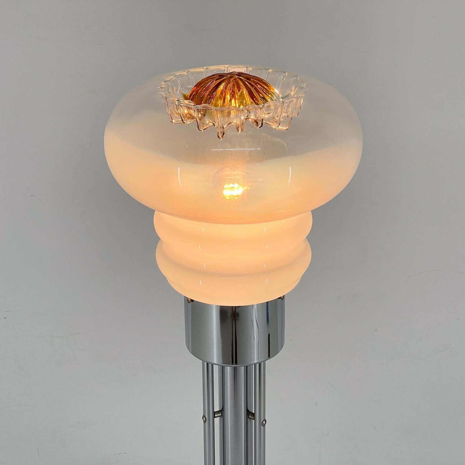 photo for sale Mid Century Chrome & Murano Glass Floor Lamp, Italy, 1970's
