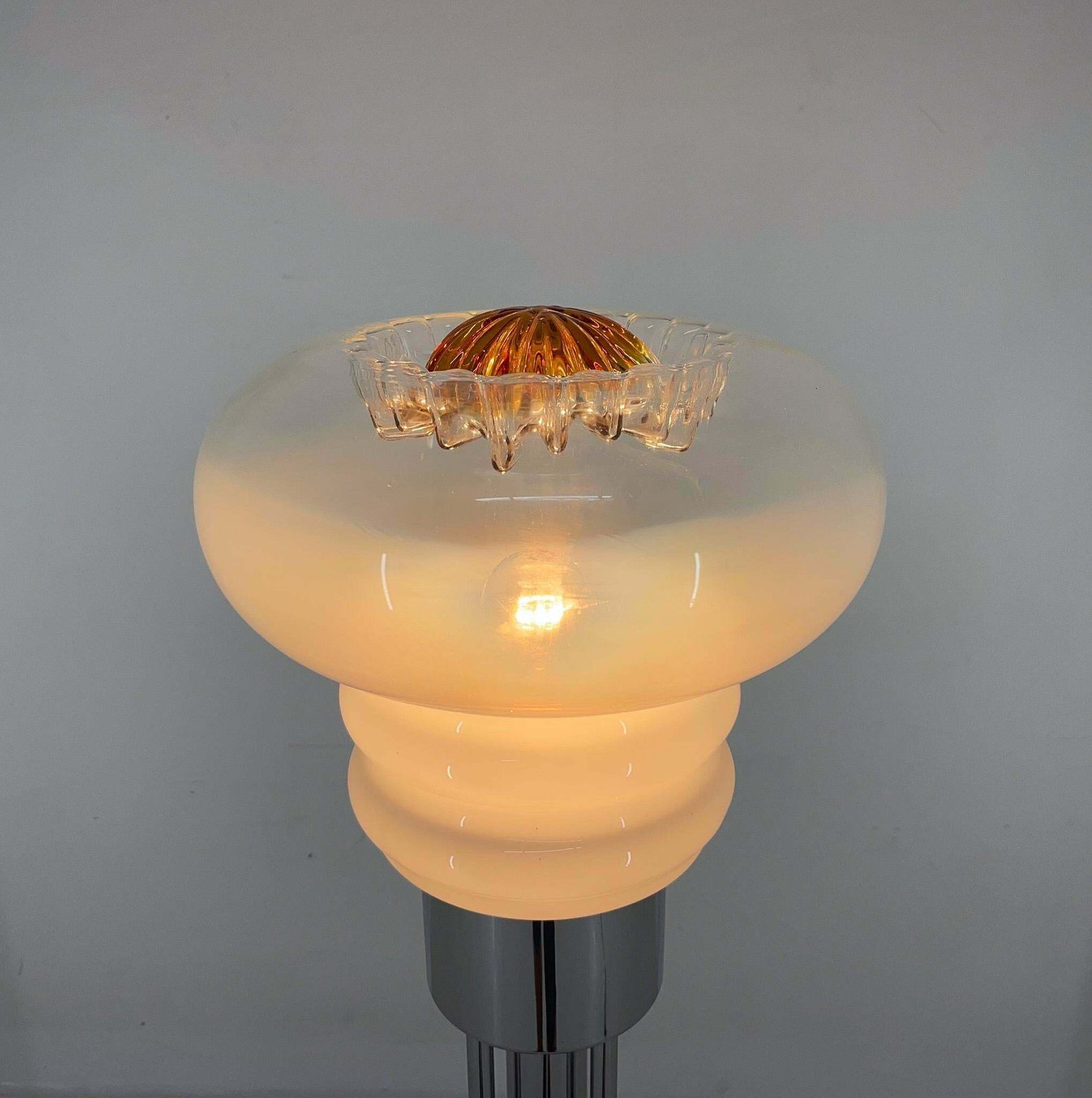 Lighting Mid Century Chrome & Murano Glass Floor Lamp, Italy, 1970's photo