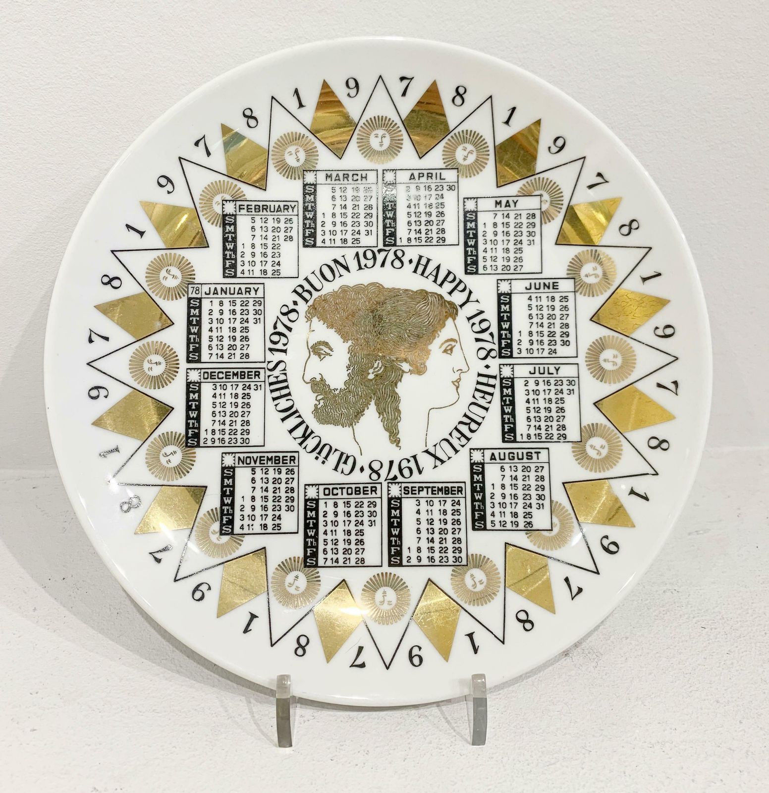Piero Fornasetti Calendar Porcelain Plate For The Year 1978 photo for sale
