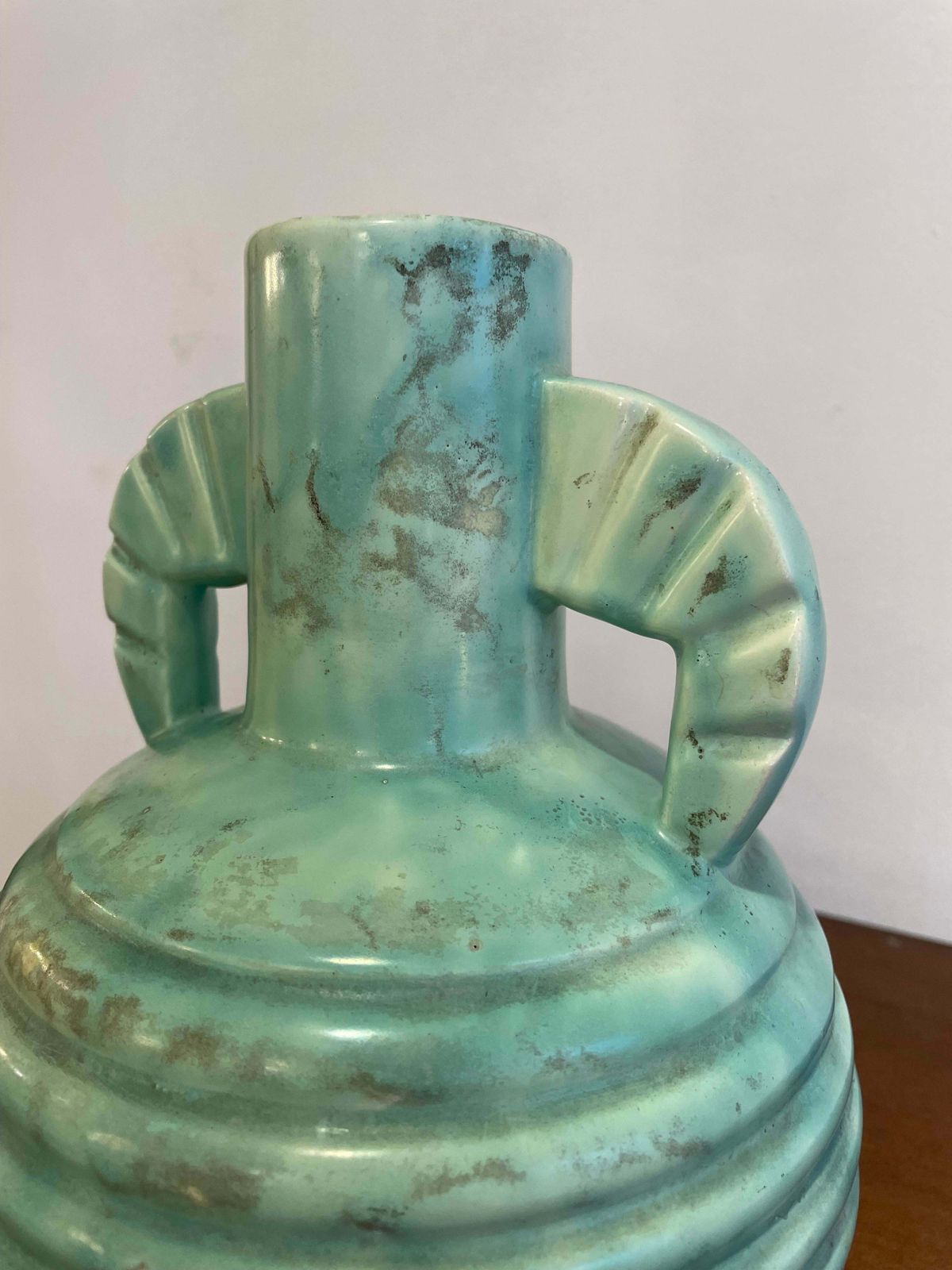 Bleu Ceramic Vase By Boch, 1920s photo Home Decor