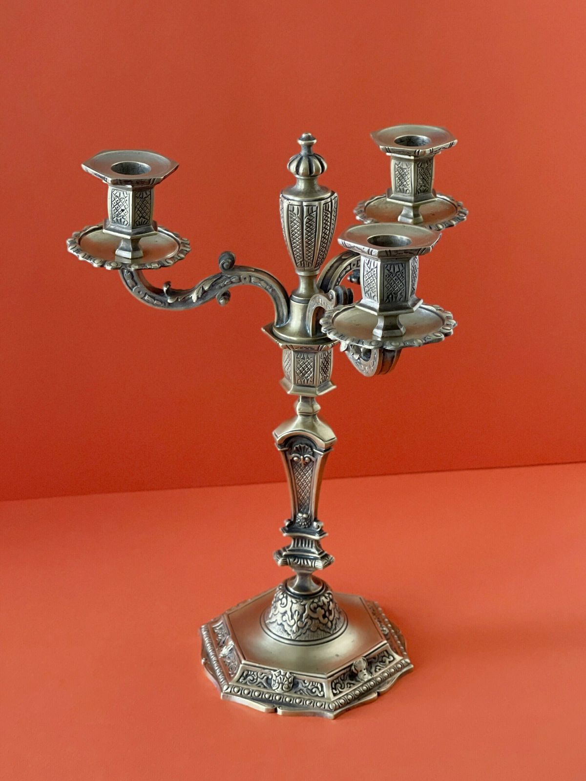 French Vintage Bronze Candlestick Candelabra. Three To One Candle Holder. Mother's Day Gift photo Home Decor